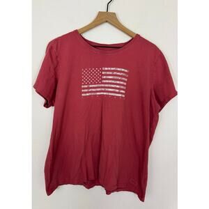 Life Is Good Red American Flag Graphic Tee XXL Cotton USA Shirt